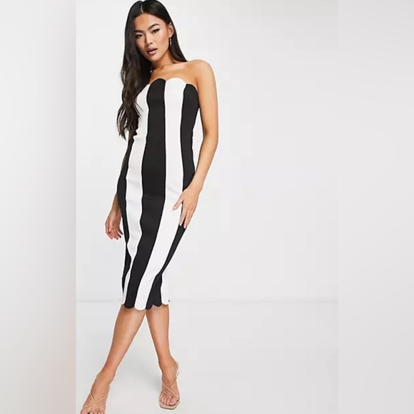 NWT ASOS DESIGN SCALLOPED MIDI DRESSED 8 - Picture 2 of 5